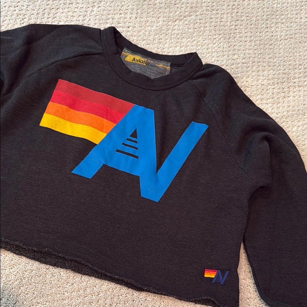 Aviator Nation Black cropped Women’s  Sweatshirt-size XS